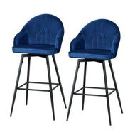 Detailed information about the product Artiss 2x Bar Stools Velvet Swivel Metal Legs Blue