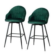 Detailed information about the product Artiss 2x Bar Stools Velvet Swivel Metal Legs Green