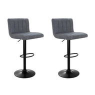 Detailed information about the product Artiss 2x Bar Stools Vintage Leather Gas Lift Grey