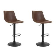 Detailed information about the product Artiss 2x Bar Stools Vintage Leather Swivel Gas Lift Brown