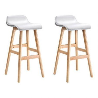 Artiss 2x Bar Stools Wooden Stool White