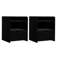 Detailed information about the product Artiss 2X Bedside Table 1 Drawer with Shelf - FARA Black