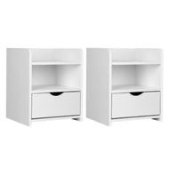 Detailed information about the product Artiss 2X Bedside Table 1 Drawer with Shelf - FARA White