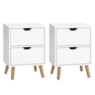 Detailed information about the product Artiss 2X Bedside Table 2 Drawers - BODEN White