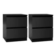 Detailed information about the product Artiss 2x Bedside Table 2 Drawers - PEPE Black