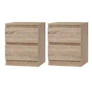 Detailed information about the product Artiss 2x Bedside Table 2 Drawers - PEPE Oak