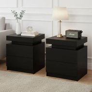 Detailed information about the product Artiss 2X Bedside Table 2 Drawers Lift-up Storage Black