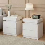 Detailed information about the product Artiss 2X Bedside Table 2 Drawers Lift-up Storage White