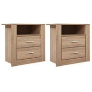 Detailed information about the product Artiss 2X Bedside Table 2 Drawers with Shelf - TARA Oak