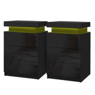 Detailed information about the product Artiss 2X Bedside Table LED 3 Drawers - COLEY Black