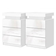 Detailed information about the product Artiss 2X Bedside Table LED 3 Drawers - COLEY White