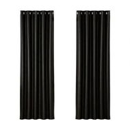 Detailed information about the product Artiss 2X Blockout Curtains Eyelet 180x213cm Black Shine