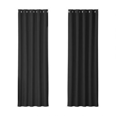 Artiss 2X Blockout Curtains Eyelet 180x213cm Black