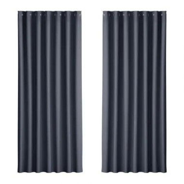 Artiss 2X Blockout Curtains Eyelet 240x230cm Charcoal