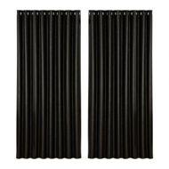 Detailed information about the product Artiss 2X Blockout Curtains Eyelet 300x230cm Black Shine