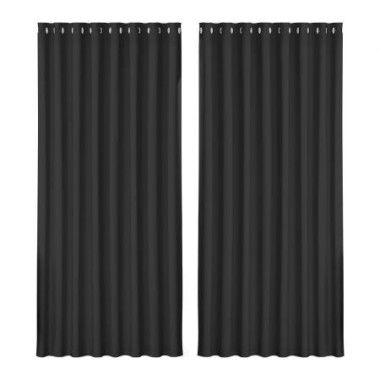 Artiss 2X Blockout Curtains Eyelet 300x230cm Black