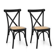 Detailed information about the product Artiss 2x Dining Chairs Rattan Wooden Kitchen Accent Chair Cafe Lounge Rubber Wood
