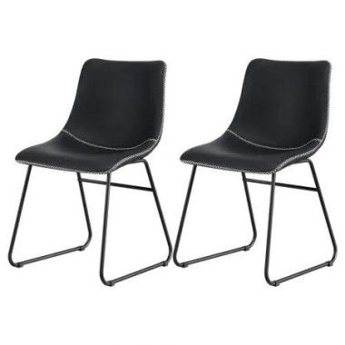 Artiss 2x Dining Chairs Retro PU Leather Kitchen Lounge Cafe Accent Chair Black