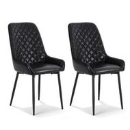 Detailed information about the product Artiss 2x Dining Chairs Retro PU Leather Kitchen Lounge Cafe Accent Chair Black