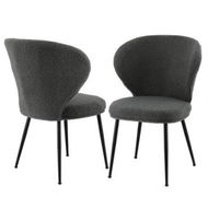 Detailed information about the product Artiss 2x Dining Chairs Sherpa Boucle Wing Back Grey