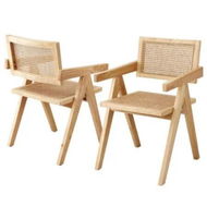 Detailed information about the product Artiss 2x Dining Chairs Wooden Rattan Seat Rubber Wood Frame