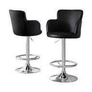 Detailed information about the product Artiss 2x Leather Bar Stools Swivel Adjustable Gas Lift PU Counter Chairs Black