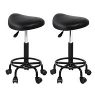 Detailed information about the product Artiss 2X Saddle Salon Stool Swivel Barber Chairs Bar Stools Hydraulic Lift PU