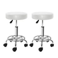 Detailed information about the product Artiss 2X Salon Stool Swivel Round Barber Hair Bar Stools Hydraulic Lift White