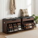 Artiss 2x Shoe Bench Set Flip Drawer Walnut. Available at Crazy Sales for $144.95