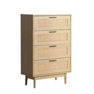 Detailed information about the product Artiss 4 Chest of Drawers Rattan Tallboy Pine - BRIONY