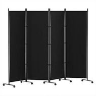 Detailed information about the product Artiss 4 Panel Room Divider Screen 217cm Wheel Fabric Black