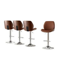Detailed information about the product Artiss 4X Bar Stools Bentwood Adjustable Kitchen Counter Chair Leather Brown