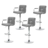 Detailed information about the product Artiss 4x Bar Stools Fabric Gas Lift w/Armrest Grey