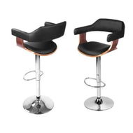 Detailed information about the product Artiss 4x Bar Stools Gas Lift Leather w/Armrest Black