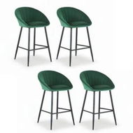 Detailed information about the product Artiss 4x Bar Stools Kitchen Dining Chair Counter Stool Tub Velvet Metal Green