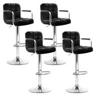 Detailed information about the product Artiss 4x Bar Stools Leather Gas Lift w/Armrest Black