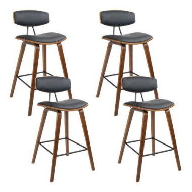 Artiss 4x Bar Stools Leather Padded w/Backrest