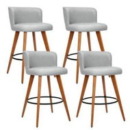 Detailed information about the product Artiss 4x Bar Stools Linen Padded Wooden Grey