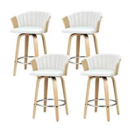 Detailed information about the product Artiss 4x Bar Stools Swivel Leather Chairs Wooden