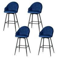 Detailed information about the product Artiss 4x Bar Stools Velvet Swivel Metal Legs Blue