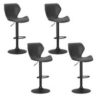 Detailed information about the product Artiss 4x Bar Stools Vintage Leather Gas Lift Black