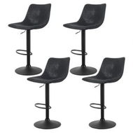 Detailed information about the product Artiss 4x Bar Stools Vintage Leather Swivel Gas Lift Black