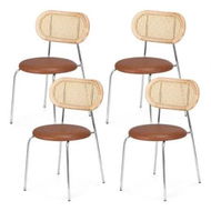 Detailed information about the product Artiss 4x Dining Chairs PU Leather Rattan Kitchen Lounge Cafe Accent Chair Brown