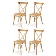 Detailed information about the product Artiss 4x Dining Chairs Rattan Wooden Kitchen Accent Chair Cafe Lounge Rubber Wood