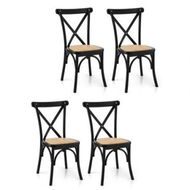 Detailed information about the product Artiss 4x Dining Chairs Rattan Wooden Kitchen Accent Chair Cafe Lounge Rubber Wood