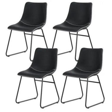 Artiss 4x Dining Chairs Retro PU Leather Kitchen Lounge Cafe Accent Chair Black