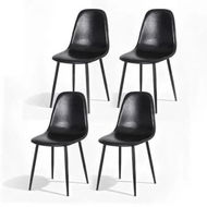 Detailed information about the product Artiss 4x Dining Chairs Retro PU Leather Kitchen Lounge Cafe Accent Chair Black
