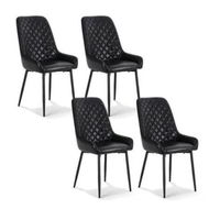 Detailed information about the product Artiss 4x Dining Chairs Retro PU Leather Kitchen Lounge Cafe Accent Chair Black