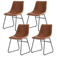 Detailed information about the product Artiss 4x Dining Chairs Retro PU Leather Kitchen Lounge Cafe Accent Chair Brown