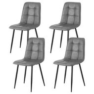Detailed information about the product Artiss 4x Dining Chairs Retro PU Leather Kitchen Lounge Cafe Accent Chair Grey